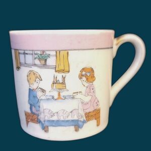 Noritake Childs Mug Boy Girl Celebrating Birthday Hand Painted No Saucer‎ Japan